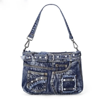 New Casual Fashion Denim Women Bag Handbags Jeans Totes Crossbody Shoulder Bags - Image 1 of 4