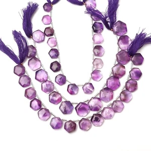 Natural Amethyst Smooth Hexagon Shape 8 Inch Strand 10-16 MM Jewelry Beads - Picture 1 of 5