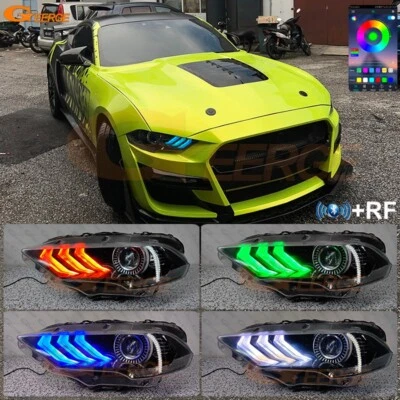For Ford Mustang 2018 2019 2020 RGB LED Angel Eyes Bluetooth APP Kit DRL Boards - Image 1 of 4