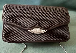 STUNNING JUDITH LEIBER SILK/SATIN PLEATED PURSE MINAUDIÈRE CRYSTAL CLASP - Picture 1 of 12