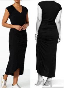 NEW Colleen Lopez Shirred Maxi Dress BLACK PLUS SZ 2X - Picture 1 of 6