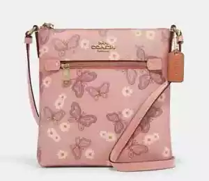 COACH Women's Mini Rowan File Bag With Lovely Butterfly Print Shell Pink NWT - Picture 1 of 4