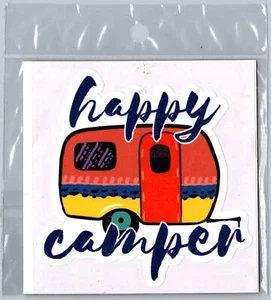 Happy Camper 4" 100% Weather Resistant Indoor Outdoor Vehicle Sticker NEW - Picture 1 of 2