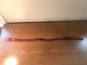 Small Waist Red Leather Belt with Cool Metal Studs *SEE DESCRIPTION FOR SIZING* - Picture 1 of 8