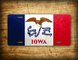 Iowa Weathered Metal Flag License Plate Antique IA State Flag Auto Tag - Picture 1 of 5