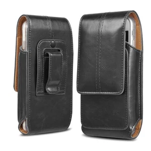 For iPhone 16 15 14 13 12 11 Pro 7+ 8+ Max XR XS Leather Belt Clip Case Holster - Picture 1 of 6