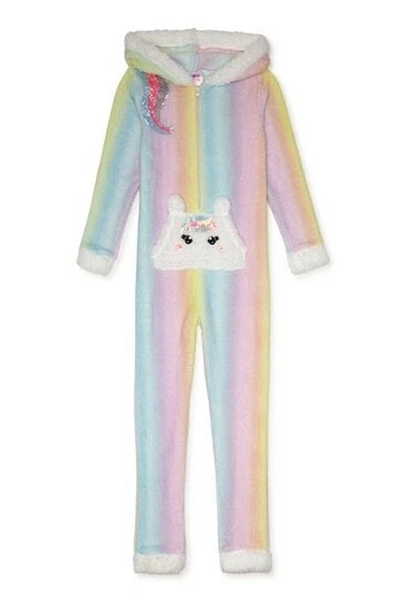 NWT 7 8 MINX unicorn rainbow sleeper fur pajamas birthdays Btween christmas girl - Image 1 of 4