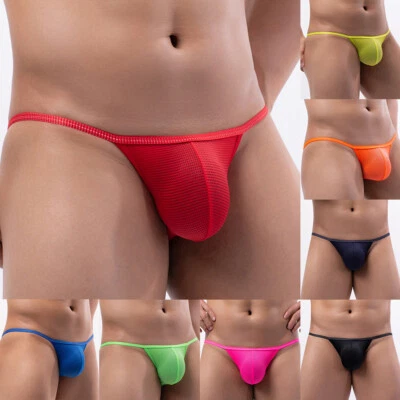 Mens Light Mesh G-String Thong Bulge Pouch Panties Micro Bikini Underwear Brief∂ - Image 1 of 4