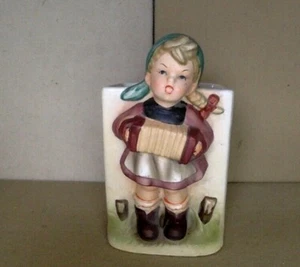 Hummel Like Pottery Planter. Relpo #2025. 6". Girl With Accordion. Multi Color. - Picture 1 of 7