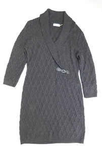 Calvin Klein Womens Cable Knit Sweater Dress Size L Gray - Picture 1 of 8