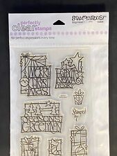 Stampendous Cling Stamp Glasswork Christmas Tag Words Acrylic Clear SSC051
