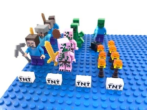 LEGO Minecraft Minifigures Bulk Set of 9 Minifigs + Accessories **As Pictured* - Picture 1 of 12
