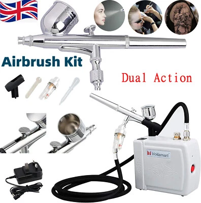 Dual Action Airbrush Gun & Compressor Kit Spray Gun for DIY Painting Tattoo Cake - Image 1 of 4