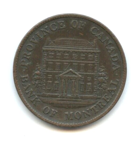 1844 Canada Token,  Bank Of Montreal Half Penny, Free Shipping Cover