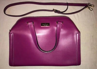 Kate Spade New York Purple / Plum Leather Satchel  Handbag. Crossbody Strap. VGC - Image 1 of 4