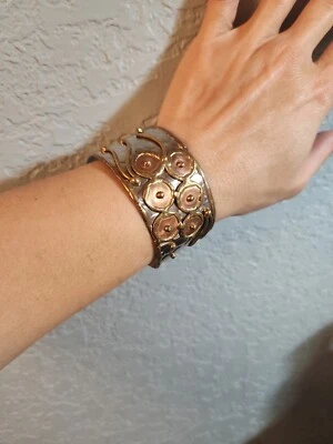 Brazalete de metal mezclado soldado - Pulsera artesanal artesanal Happy Circles Foto 1 de 4