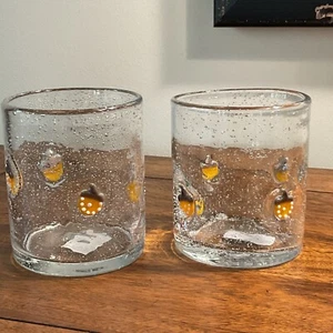 Autumn Acorns Inlay Double Rocks Old-Fashioned Glasses-Set of 2-NEW - Picture 1 of 4