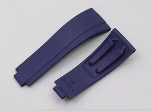 GENUINE ROLEX OYESTERFLEX Watch Rubber Strap Band Blue Navy 20mm 21mm - Picture 1 of 10