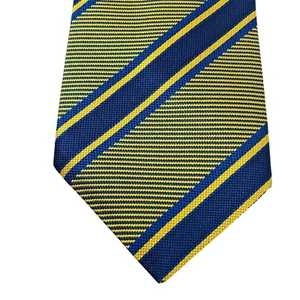 Luciano Barbera 57" NECKTIE Yellow & Blue Striped  3.75" Silk Tie Italy Bruins - Picture 1 of 9
