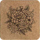 'Flowers' Square Cork Trivet / Pot Stand (TR00024197)