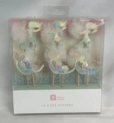 Juego de 12 decoraciones para cupcakes con palo de madera de sirena nuevo Foto 1 de 4