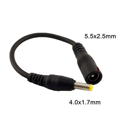 DC Power Jack 5.5 x 2.5mm Female to 4.0x 1.7mm Male Plug Connector Adapter Cable - Image 1 of 4