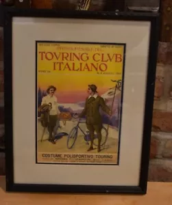 Stampa Ciclismo Incorniciata Pubblicità Del Touring Club Italiano Copia Italiana 1914 - Foto 1 di 2