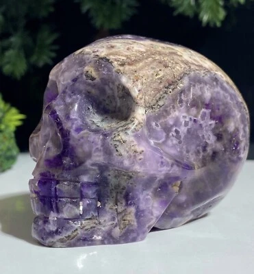 Large 70mm | 282g Stunning Chevron Amethyst Natural Crystal Quartz Skull Stone - Image 1 of 4