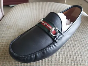 GUCCI Driving  Loafers Moccasin Men Black Leather 10G UK/11 US Ret $1,600 - Picture 1 of 19