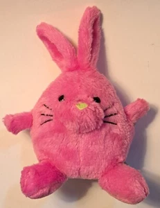 DANDEE Bright Pink Round Bunny Rabbit Yellow Nose Plush 5 Inches Easter - Picture 1 of 6