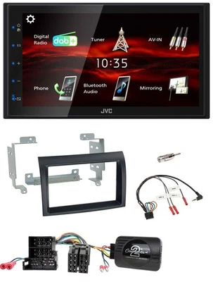 JVC USB Bluetooth Lenkrad DAB 2DIN Autoradio für Citroen Peugeot Fiat schwarz - Bild 1 von 4