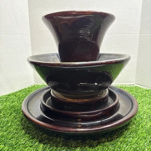 Vintage Insulator Large Porcelain Threaded Utility Pole Brown Mushroom Shaped - Picture 1 of 23