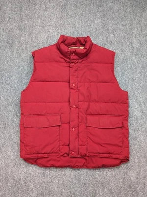 Vintage Cabelas Vest Mens L Red Goose Down Puffer Outdoor Fleece Lined Jacket - Image 1 of 4