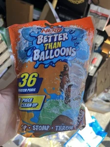 36x BLUE - NERF Better Than Balloons - Water Pods ... Pop Stomp Throw Splash - Picture 1 of 2