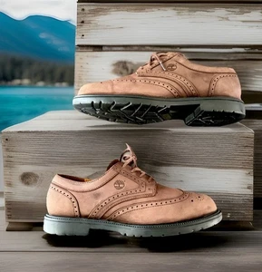 (VTG) TIMBERLAND WATERPROOF LEATHER CASUAL WINGTIP OXFORDS BROWN SHOES MENS 8 - Picture 1 of 10