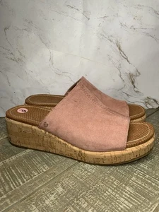 Circus by Sam Edelman Sandals Womens 9 Pink Wood Cork Wedge Heels Studs Slides - Picture 1 of 7