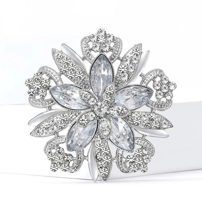 Broche de flores de luxo broche de cristal branco outono ação de graças joia presente para mulheres - Imagem 1 de 4