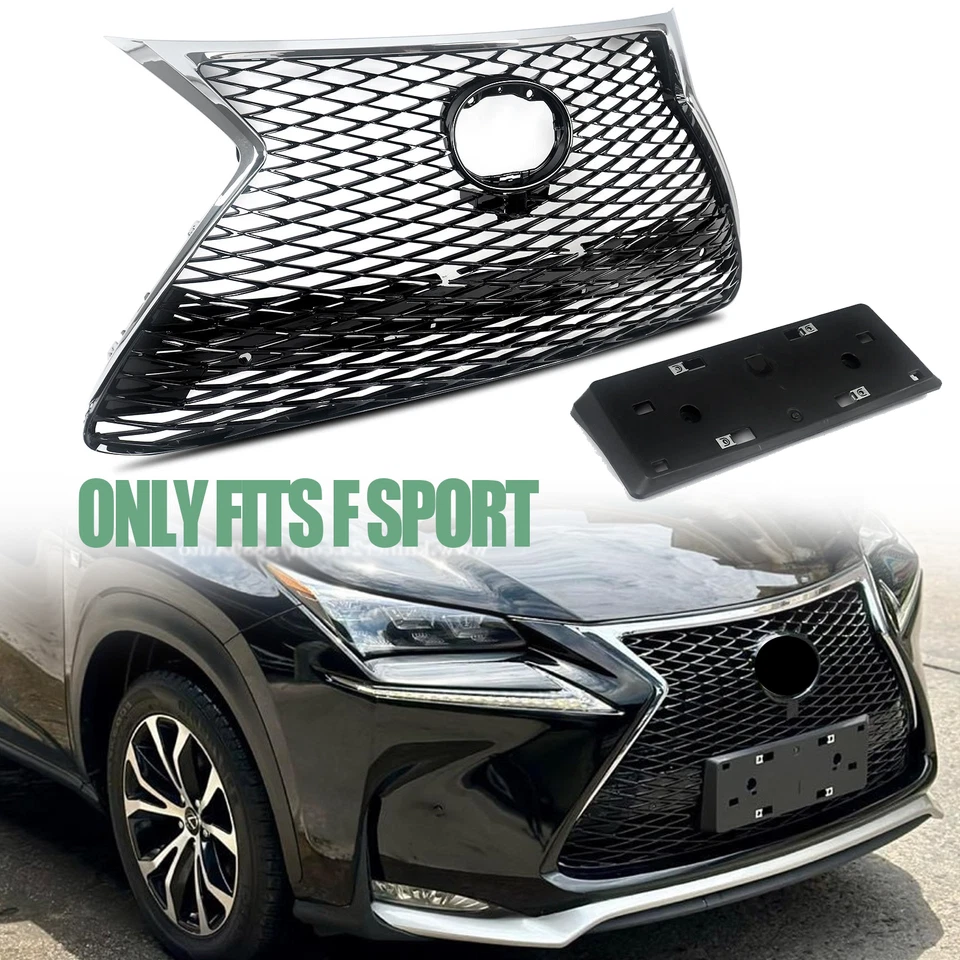 Grelha de para-choque dianteiro cromada preta para 2015-2017 Lexus NX200T NX300H F Sport - Imagem 1 de 4