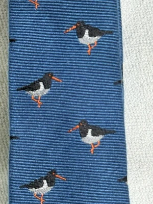 Vintage Blue Burton Skinny 60's Thin Tie Birds 57" x 2" Polyester Acetate - Image 1 of 4