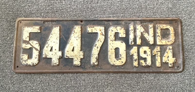 PLACA INDIANA RARA 1914 PINTURA ORIGINAL DIFÍCIL DE ENCONTRAR MUESTRA DESGASTE Foto 1 de 2