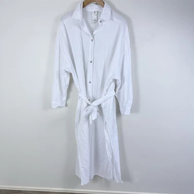 Cotton On small dress white maxi swim coverall long sleeve High Split Sides - image 1 of 4