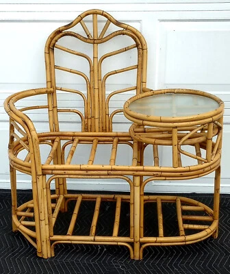 Silla de teléfono Chippendale china de bambú única rara de colección Foto 1 de 4