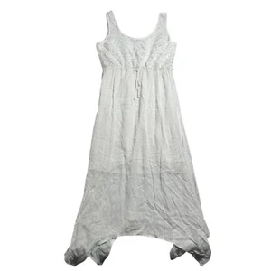 Rockmans Dress Womens 12 White Sleeveless Long Maxi Embroidered Viscose Formal - Picture 1 of 11