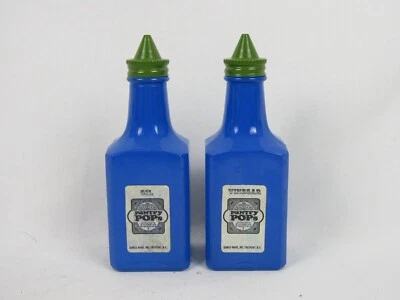 "Botellas de aceite y vinagre Gemco vintage - azul con tapa verde - 6"" de alto - Freeport, NY-EUC Foto 1 de 4