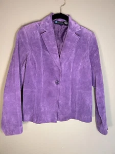 Suede Leather Jacket Relativity WOMEN'S Purple Coat Size PM 365CL069 - Picture 1 of 7