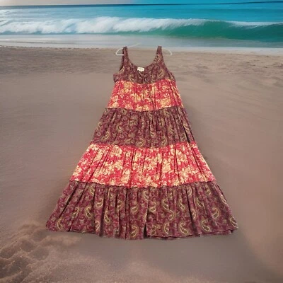 Denim & Supply Ralph Lauren Red Floral Paisley Tiered Bohemian Maxi Dress XL EXC - Image 1 of 4