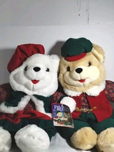 Vintage 1996 Kmart Holiday Christmas Bears Mama & Papa Plush With Original Tags - Picture 1 of 13