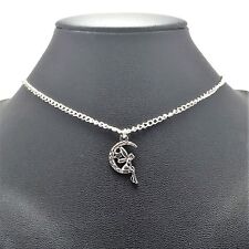 Fairy Moon Mystical Necklace Sterling Silver Plated Chain Link Women's Jewelry