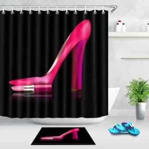 Tacones altos rojos impermeable baño poliéster cortina de ducha forro resistente al agua - Imagen 1 de 8