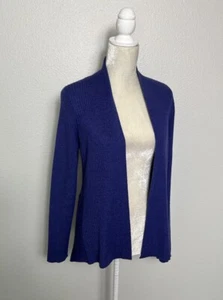 Eileen Fisher Merino Wool Long Sleeve Ribbed Cardigan Sweater Purple Petite L - Picture 1 of 12